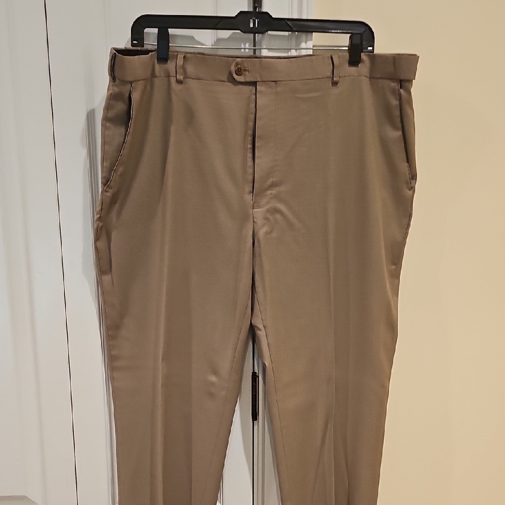 Stafford Men's Khaki Dress Slacks 44x30 Flex Fit Waist
